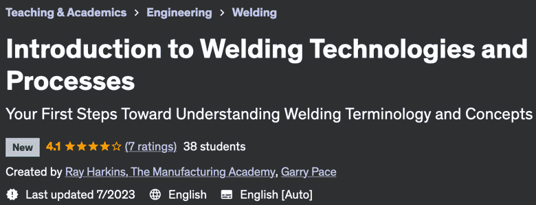 Introduction to Welding Technologies and Processes