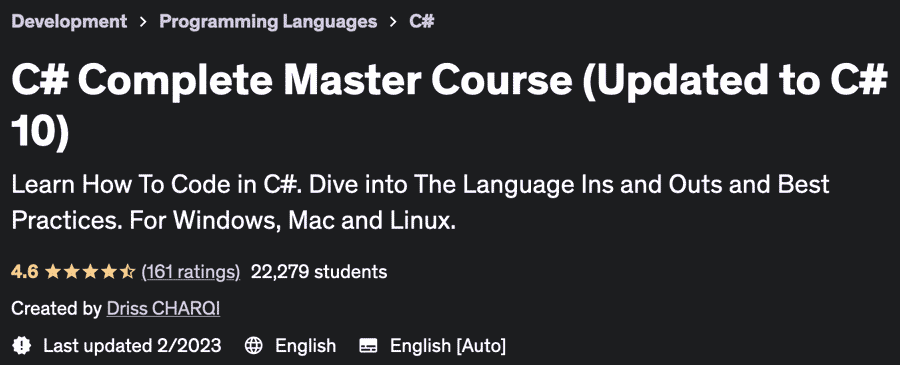 C# Complete Master Course (Updated to C# 10)