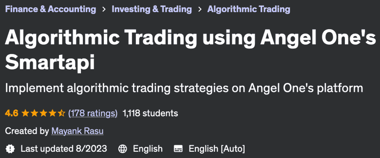 Algorithmic Trading using Angel One's Smartapi