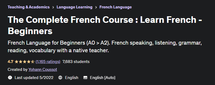 The Complete French Course: Learn French - Beginners