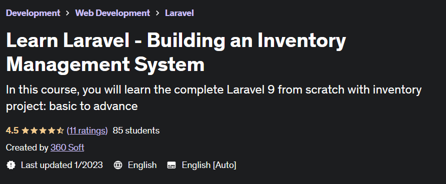 Learn Laravel - Building an Inventory Management System