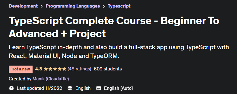 TypeScript Complete Course - Beginner To Advanced + Project