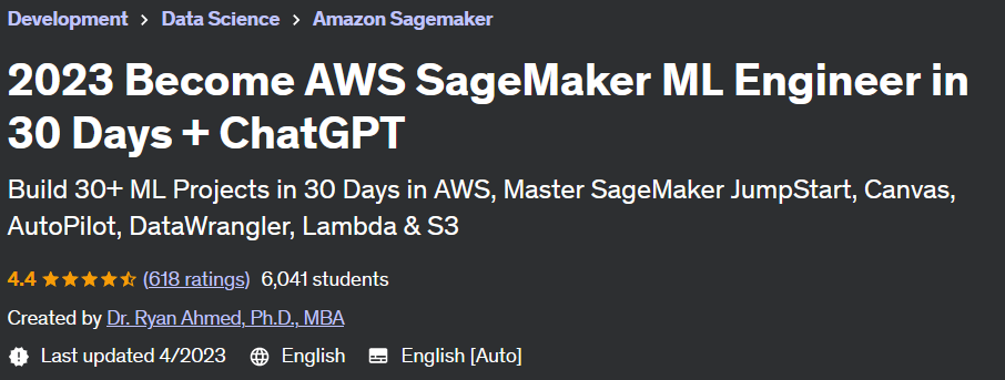 2023 Become an AWS SageMaker ML Engineer