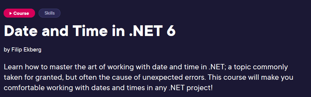 Date and Time in .NET 6