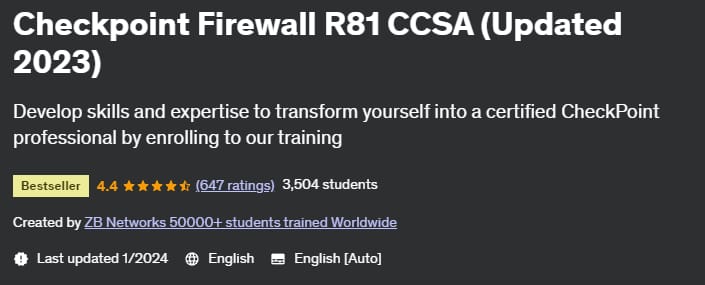 Checkpoint Firewall R81 CCSA (Updated 2023)