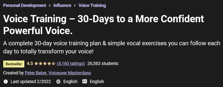 Voice Training – 30-Days to a More Confident Powerful Voice.