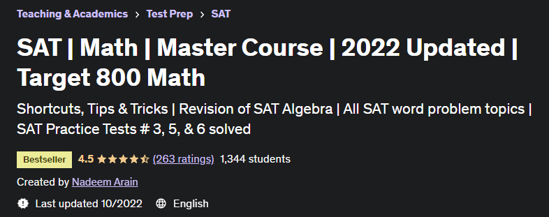 SAT  Math  Master Course  2022 Updated  Target 800 Math