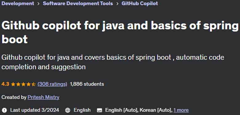 Github copilot for java and basics of spring boot