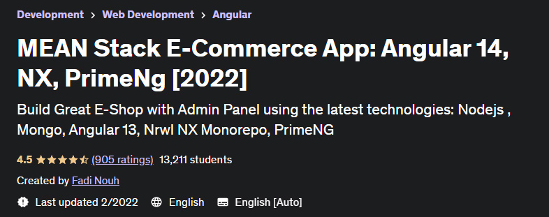 MEAN Stack E-Commerce App: Angular 14, NX, PrimeNg (2022)