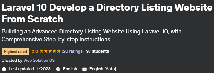 Laravel 10 Develop a Directory Listing Website From Scratch