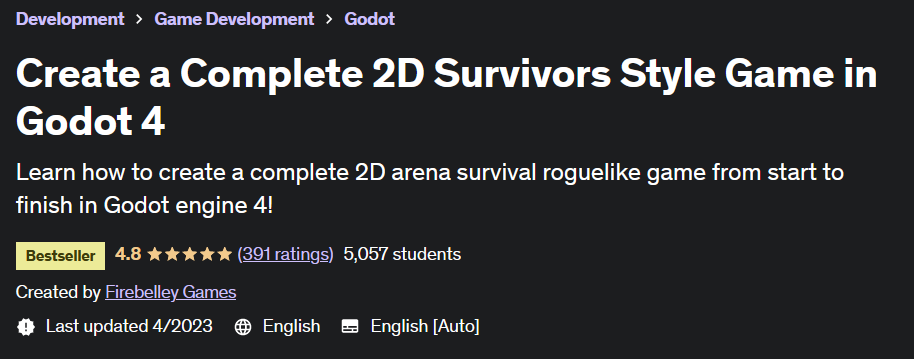 Create a Complete 2D Survivors Style Game