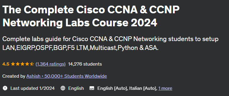 The Complete Cisco CCNA & CCNP Networking Labs Course 2024 