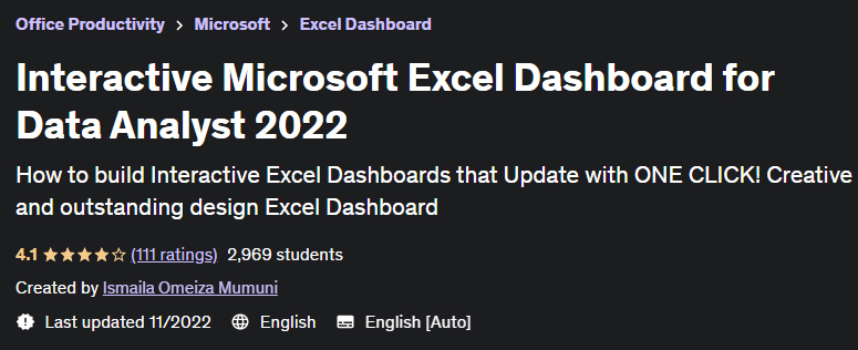 Interactive Microsoft Excel Dashboard for Data Analyst 2022