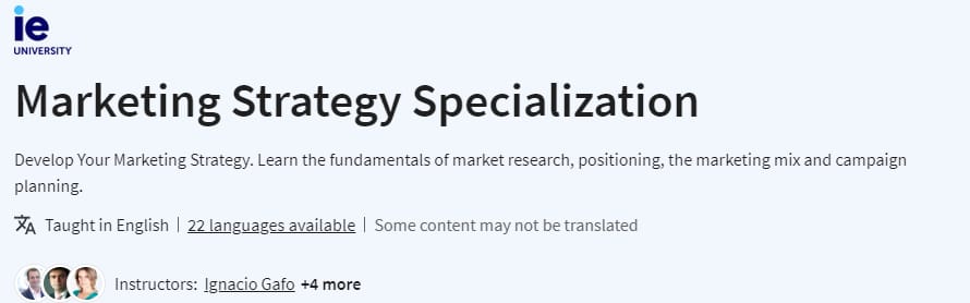 Marketing Strategy Specialization