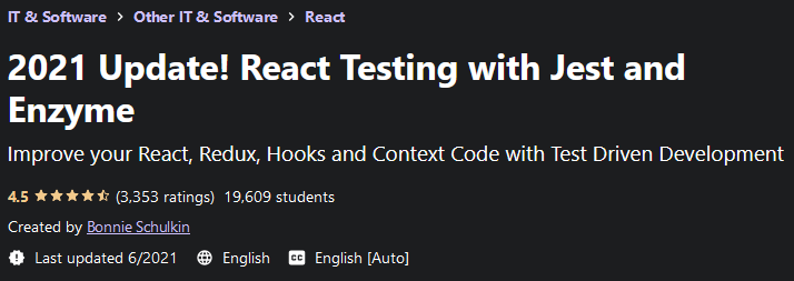 2021 update!  React Testing with Jest and Enzyme