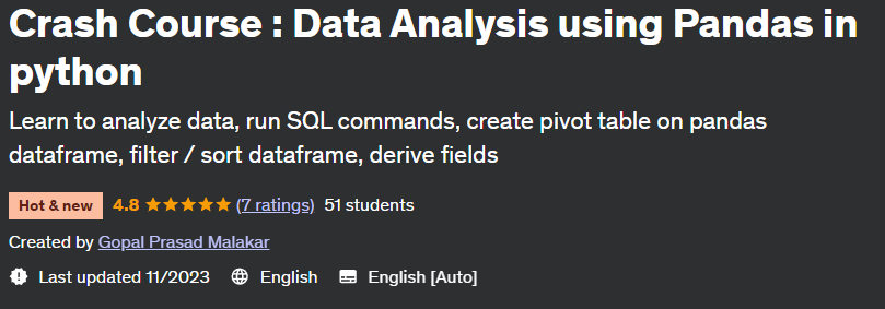 Crash Course: Data Analysis using Pandas in Python