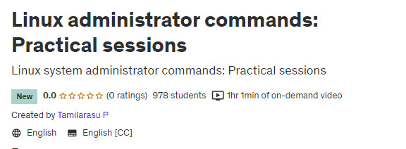 Description of the course Linux administrator commands: Practical sessions.  Preferred for Linux System Users, System Administrators, Redhat Users, Server Administrators.  Course content: 1. Introduction and contents 2. User management in Linux 3. Useful Admin monitoring commands in Linux 4. Swap space allocation using swap file in Linux server 5. Check system services in Linux 6. Increase CPU performance in Linux 7. Clearing the cache in Linux 8. Upgrading and patching the kernel in Linux 9. Email commands in Linux 10. Java installation in Linux 11. SCP and SFTP commands in Linux 12. Checking ports and port list in Linux 13. Filesystem (FS) mount and unmount in Linux 14. Crontab in Linux 15. Sudo access for one user in Linux 16. Download article Thank you for your purchase, happy learning.  Coach Profile: Software Engineer with about 10 years of experience in Linux and Shell Script, Autosys, Middleware, Oracle SQL.  They have done a lot of automation and are appreciated in Linux using shell scripting.  About 500+ scripts have been written in Linux using the script shell.  You have created a static dashboard using shell script and HTML code.  Managed more than 1300 Red Hat Linux servers including Production, SIT, UAT and dev environments.  You have done patching on production and non-production Linux servers.  Performed deployments on Linux production servers using Tomcat, IBM WebSphere and shell scripts.  Worked at IBM as an Application Developer, System Engineer at Tata Consulting Services, Software Engineer at Oracle and Senior Consultant at Virtusa Consulting Services.  Hobbies include watching movies, writing shell scripts.  Have knowledge in various fields of operating systems such as Red Hat Linux, Oracle Linux, Ubuntu and CentOS.  What you will learn in the course Linux administrator commands: Practical sessions Introduction and contents of user management in Linux Useful commands of Admin monitoring in Linux using the swap file on the Linux server, change the space allocation Checking system services in Linux Increasing CPU performance in Linux Clearing Cache in Linux Kernel Upgrade and Patching in Linux Mail Commands in Linux Installing Java in Linux SCP and SFTP Commands in Linux Checking Ports and Port Lists in Linux Mounting and Demounting File System (FS) in Linux Crontab in Linux Sudo Access for A user in Linux. Download the article. This course is suitable for people who are Linux system users, system administrators, Redhat users. Course specifications Linux administrator commands: Practical sessions Publisher: Udemy Instructor: Tamilarasu P Training level: Beginner Training duration: 0 hours and 54 minutes : 14 Headings of the course Linux administrator commands: Practical sessions Prerequisites of the course Linux administrator commands: Practical sessions Pictures of the course Sample video Course installation guide After extract, view with your favorite Player.  Subtitle: None Quality: 1080p Download link password file(s): www.downloadly.ir <br /> File size” width=”576″ height=”212″  /></h2>
<h3>Sample video of the course</h3>
<div>
<h3>Installation guide</h3>
<p>After Extract, view with your favorite Player.</p>
<p>Subtitle: None</p>
<p>Quality: 1080p</p>
</div>
<h3>download link</h3>
<p><a href=