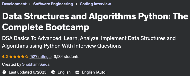 Python Data Structures and Algorithms: The Complete Bootcamp