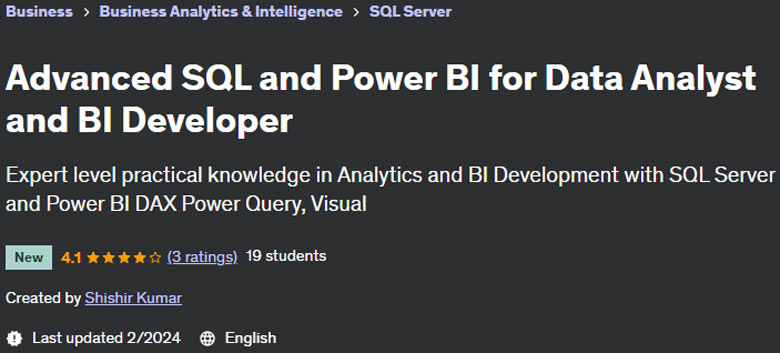 Advanced SQL and Power BI for Data Analyst and BI Developer