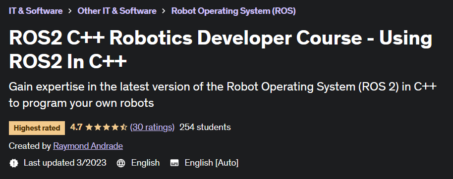 ROS2 C++ Robotics Developer Course