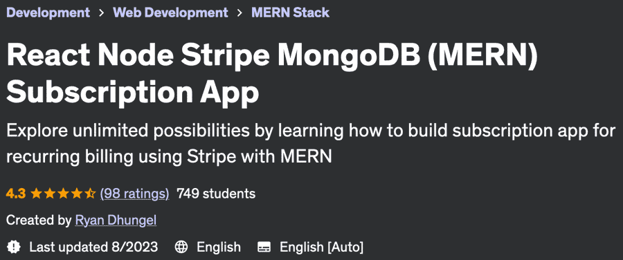 React Node Stripe MongoDB (MERN) Subscription App