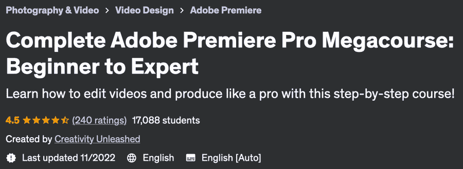 Complete Adobe Premiere Pro Megacourse: Beginner to Expert