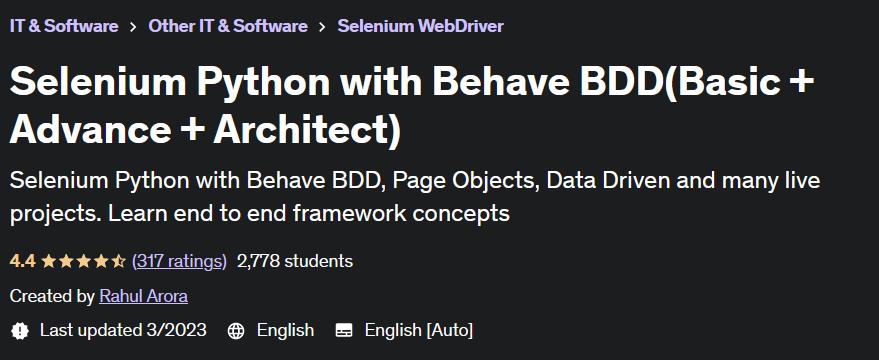 Selenium Python with Behave BDD