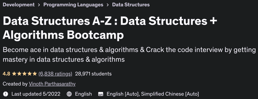 Data Structures AZ: Data Structures + Algorithms Bootcamp