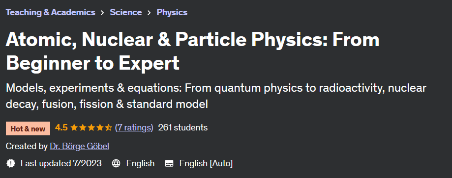 Atomic Nuclear & Particle Physics: From Beginner to Expert