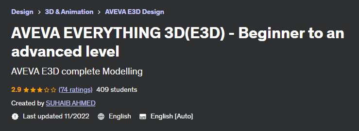 Aveva Everything 3DE3D - Beginner To An Advanced Level