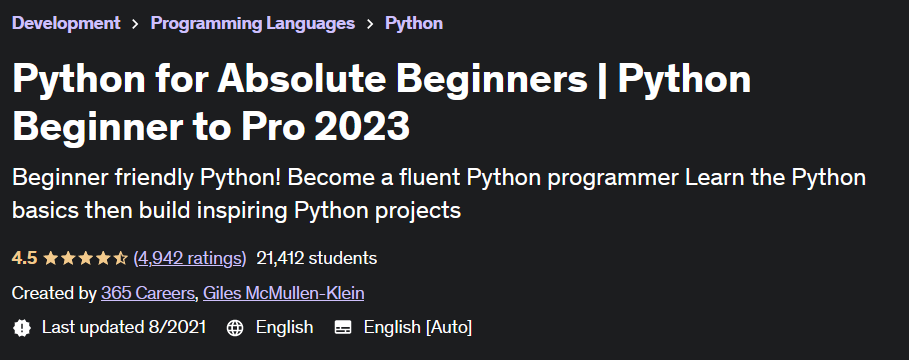 Python for Absolute Beginners 