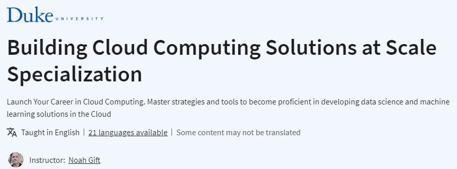 Building Cloud Computing Solutions at Scale Specialization