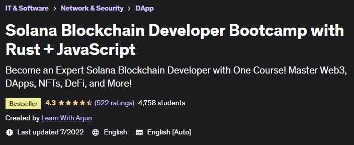 Solana Blockchain Developer Bootcamp with Rust + JavaScript