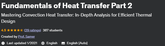 Fundamentals of Heat Transfer Part 2