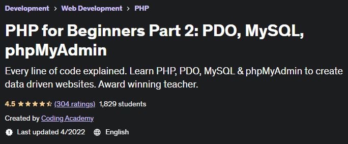 PHP for Beginners 2021 Part 2: PDO, MySQL, phpMyAdmin