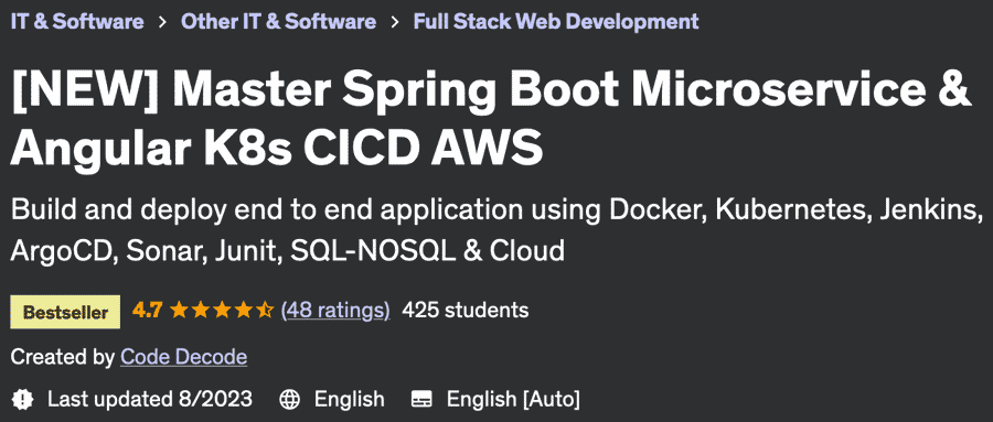 (NEW) Master Spring Boot Microservice & Angular K8s CICD AWS