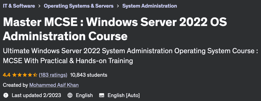 Master MCSE: Windows Server 2022 OS Administration Course