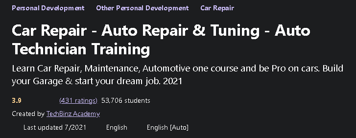 Car Repair - Auto Repair & Tuning - Auto Technician Training