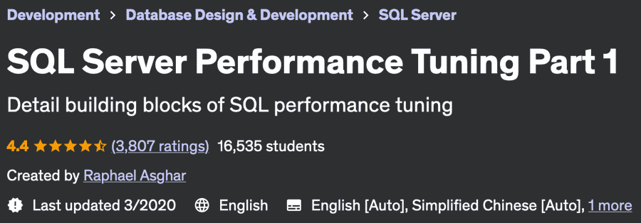 SQL Server Performance Tuning Part 1