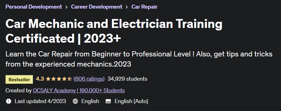 Certified Car Mechanic and Electrician Training 