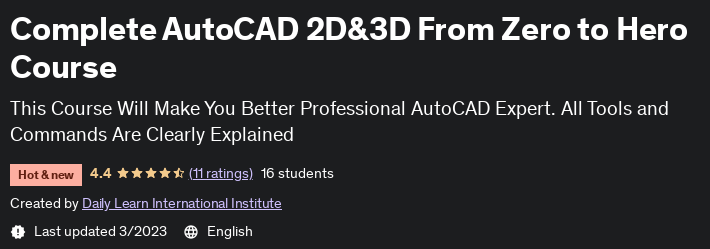 Complete AutoCAD 2D&3D From Zero to Hero Course