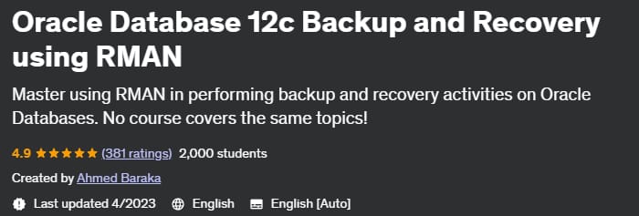 Oracle Database 12c Backup and Recovery using RMAN