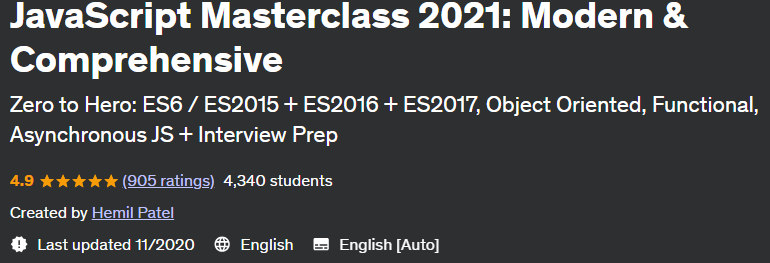 JavaScript Masterclass 2021: Modern & Comprehensive 