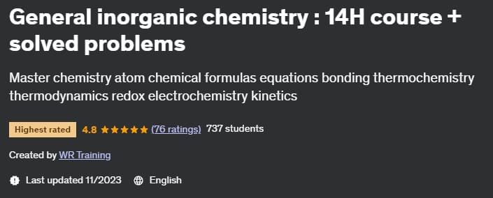 General inorganic chemistry _ 14H course + solved problems