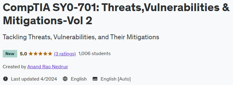 CompTIA SY0-701: Threats, Vulnerabilities & Mitigations-Vol 2 