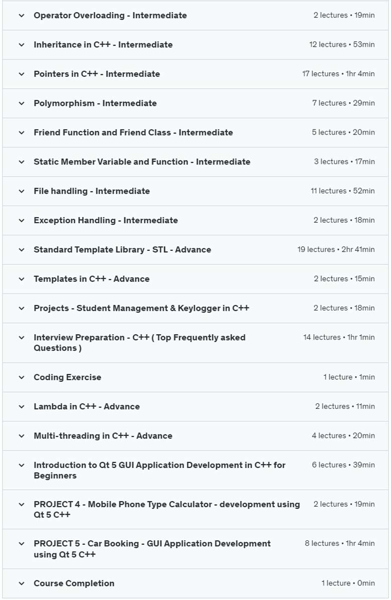 Master C++ Programming From Beginner To Advance 2024 Edition Content