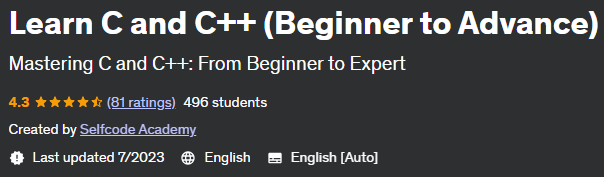 Learn C and C++ (Beginner to Advance)