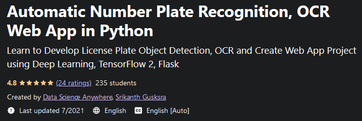 Automatic Number Plate Recognition, OCR Web App in Python