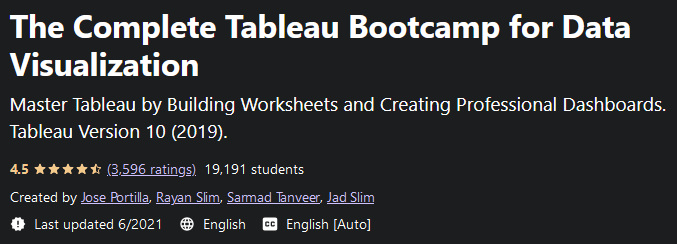 The Complete Tableau Bootcamp for Data Visualization