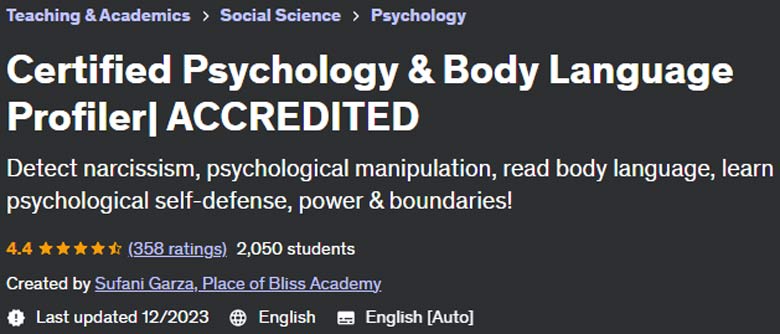 Certified Psychology & Body Language Profiler  ACCREDITED